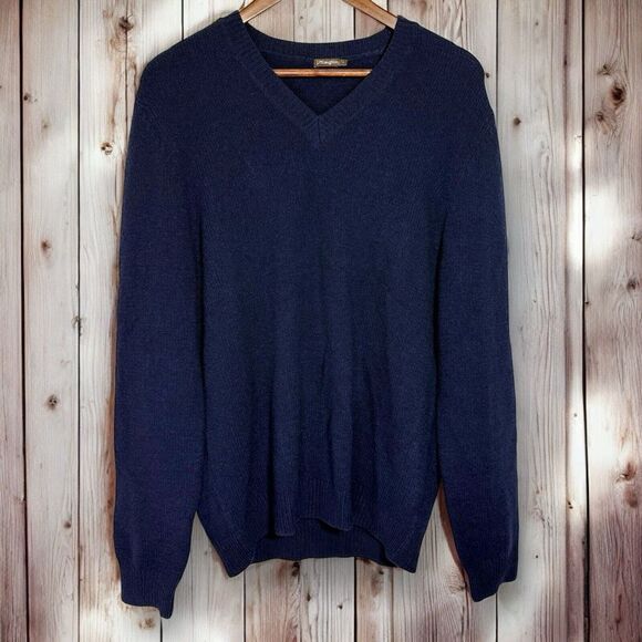 J. McLaughlin Other - J McLaughlin Wool Sweater Men's Large V Neck Base Layer Basic Navy Blue
